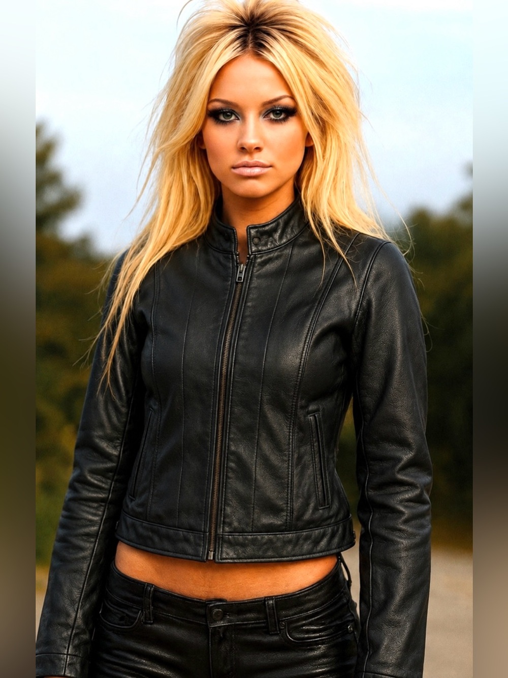 Wilsons Leather Black Women's Zip-Front Moto Jacket